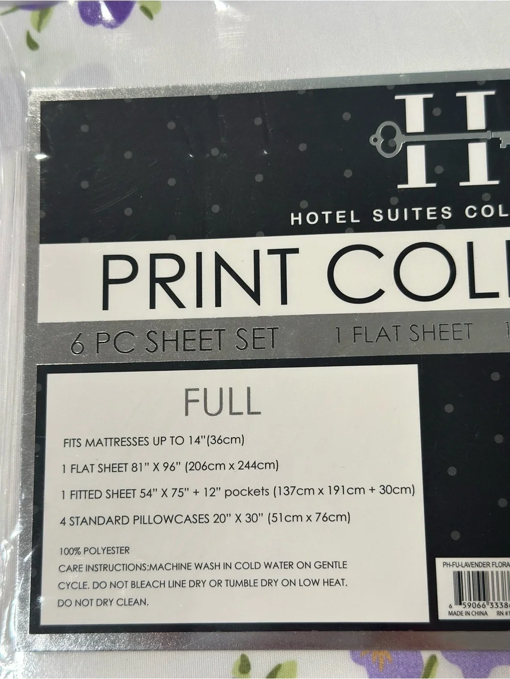 NEW Hotel Suites Collection Full - 6PC Floral Purple/Lavender Wrinkle Resistant